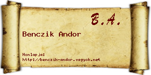 Benczik Andor névjegykártya