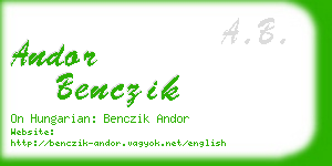 andor benczik business card
